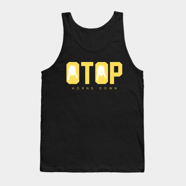 Horns Down Gold Tank Top by One Team One Podcast